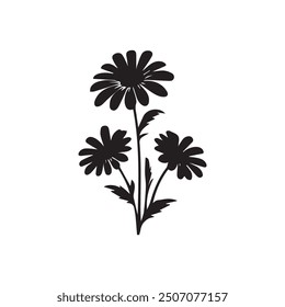 Abstract daisy flower plant silhouette icon, botanical elements abstract design.eps 10.