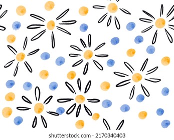 Abstract daisy flower seamless pattern. Vector