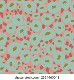 Abstract daisy flowers on light brown pastel background , seamless pattern.	
