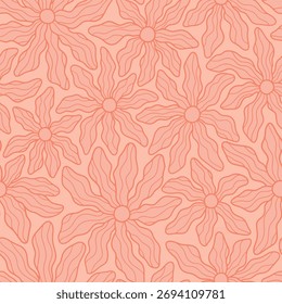 Abstract daisy seamless pattern. Vector illustration flat design background. 