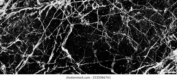 Abstract damaged black vector art background with cracks for cover design, card, flyer, poster. Hand drawn grunge aged  illustration. Monochrome broken old backdrop. Craquelures. Ice. Stone.