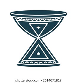 Abstract Damaru Drum Vector Illustration, Minimalist - Hourglass Drum (Damaru) Small drum tied to a staff, abstracted into two triangles connected by a central line.