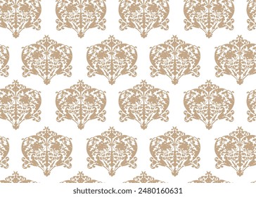 Abstract damask beige background for design use,Vector damask red background. Classical luxury old fashioned damask ornament, royal victorian 