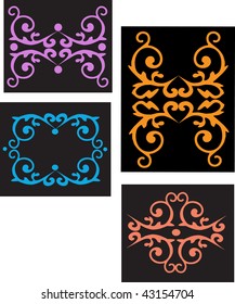 Abstract damask colorful set