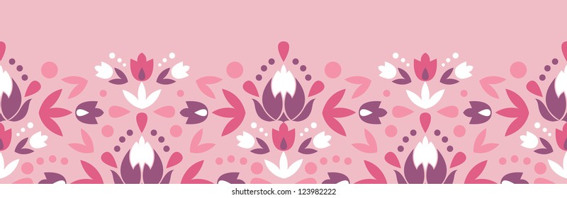 Abstract damask flowers horizontal seamless pattern background