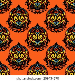 Abstract damask orange vector pattern