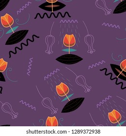 Abstract damask seamless ornamental vector pattern for fabric