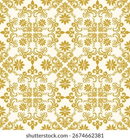 Abstract damask seamless pattern. Vector classical luxury old fashioned ornament for textile, fabric, clothing, decoration, carpet, curtain, wallpaper, wrapping, embroidery and background.