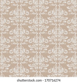 Abstract damask wallpaper background with shapes pattern. Seamless in any directions. Vector elements are grouped. Drop into your AI swatches and use as fill. Very easy to change colors.