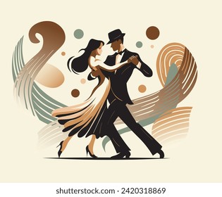 Abstract dance illustration in retro style for poster, background, invitation, etc.