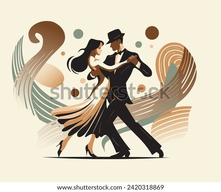 Abstract dance illustration in retro style for poster, background, invitation, etc.