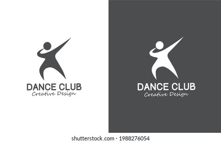 Abstract dance logo design. Silhouette people logo template. Isolated white. Vector