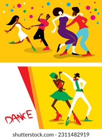 Colección de afiches de baile abstracto, salsa, fiesta (arte vectorial)