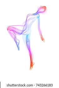 Abstract dancer, woman silhouette over white, modern illustration, Vector