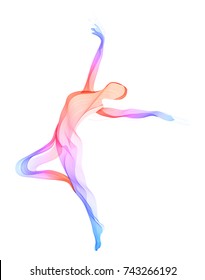 Abstract dancer, woman silhouette over white, modern illustration, Vector