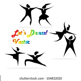abstract dancers black and white  Vector illustration