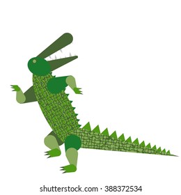 Abstract dancing crocodile isolated on white background. Vector illustration.