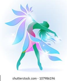 abstract dancing girl with a flower