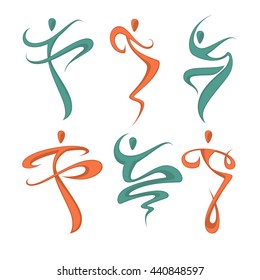 Abstract Dancing People Silhouette for Your Logo