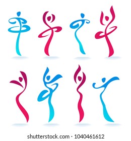 Abstract Dancing People women silhouettes for your logo, labels, emblems