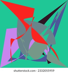 Abstract Dancing Shapes, starting from each corner of the image, with multiple colors and background - Each one is unique in colors and shapes.