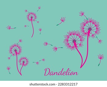 Abstract dandelion background for design. The wind blows dandelion seeds. Template for posters, wallpapers, posters. Vector illustration.