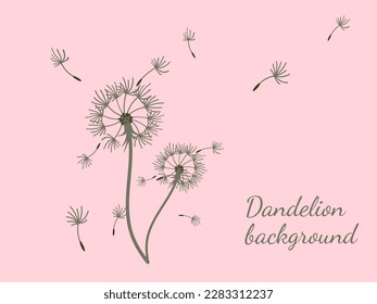 Abstract dandelion background for design. The wind blows dandelion seeds. Template for posters, wallpapers, posters. Vector illustration.
