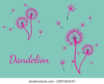 Abstract dandelion background for design. The wind blows dandelion seeds. Template for posters, wallpapers, posters. Vector illustration.