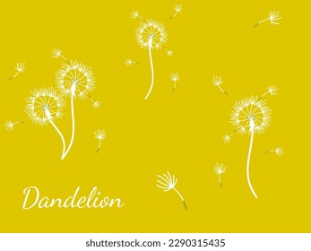 Resumen de fondo de diente de león para el diseño. El viento sopla semillas de león. Plantilla para afiches, fondos de pantalla, afiches. Ilustración vectorial.
