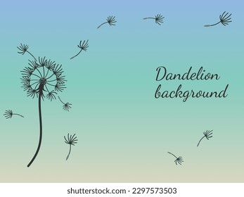 Abstract dandelion background for design. The wind blows dandelion seeds. Template for posters, wallpapers, posters. Vector illustration.