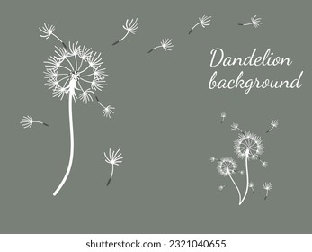 Abstract dandelion background for design. The wind blows dandelion seeds. Template for posters, wallpapers, posters. Vector illustration.