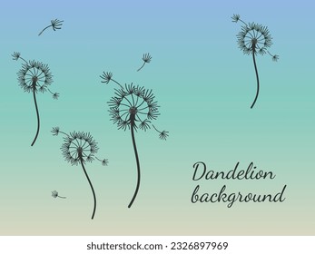 Resumen de fondo de diente de león para el diseño. El viento sopla semillas de león. Plantilla para afiches, fondos de pantalla, afiches. Ilustración vectorial.