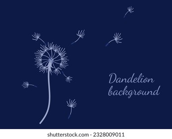 Resumen de fondo de diente de león para el diseño. El viento sopla semillas de león. Plantilla para afiches, fondos de pantalla, afiches. Ilustración vectorial.