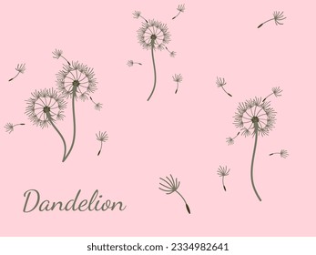 Abstract dandelion background for design. The wind blows dandelion seeds. Template for posters, wallpapers, posters. Vector illustration.