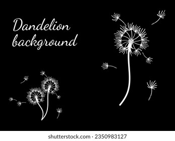 Resumen de fondo de diente de león para el diseño. El viento sopla semillas de león. Plantilla para afiches, fondos de pantalla, afiches. Ilustración vectorial.