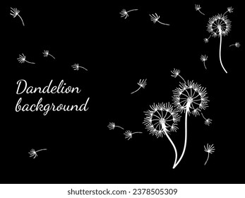 Abstract dandelion background for design. The wind blows dandelion seeds. Template for posters, wallpapers, posters. Vector illustration.