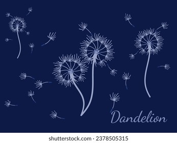 Abstract dandelion background for design. The wind blows dandelion seeds. Template for posters, wallpapers, posters. Vector illustration.