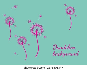 Abstract dandelion background for design. The wind blows dandelion seeds. Template for posters, wallpapers, posters. Vector illustration.