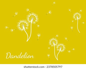 Abstract dandelion background for design. The wind blows dandelion seeds. Template for posters, wallpapers, posters. Vector illustration.