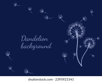 Abstract dandelion background for design. The wind blows dandelion seeds. Template for posters, wallpapers, posters. Vector illustration.