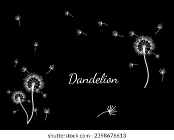 Abstract dandelion background for design. The wind blows dandelion seeds. Template for posters, wallpapers, posters. Vector illustration.