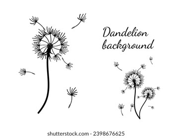 Abstract dandelion background for design. The wind blows dandelion seeds. Template for posters, wallpapers, posters. Vector illustration.