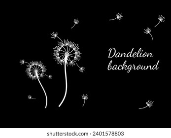 Abstract dandelion background for design. The wind blows dandelion seeds. Template for posters, wallpapers, posters. Vector illustration.