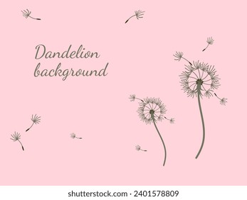 Abstract dandelion background for design. The wind blows dandelion seeds. Template for posters, wallpapers, posters. Vector illustration.