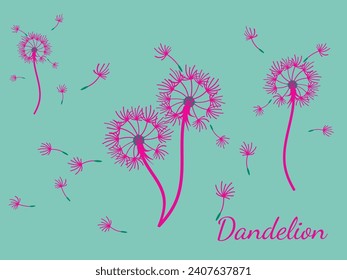 Abstract dandelion background for design. The wind blows dandelion seeds. Template for posters, wallpapers, posters. Vector illustration.