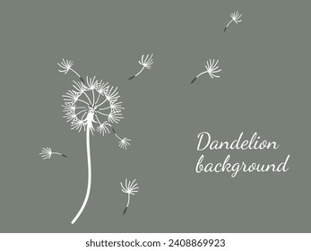 Abstract dandelion background for design. The wind blows dandelion seeds. Template for posters, wallpapers, posters. Vector illustration.