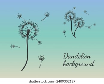 Abstract dandelion background for design. The wind blows dandelion seeds. Template for posters, wallpapers, posters. Vector illustration.