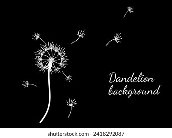 Abstract dandelion background for design. The wind blows dandelion seeds. Template for posters, wallpapers, posters. Vector illustration.