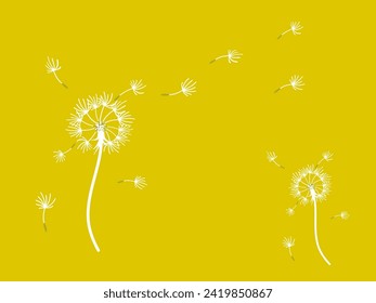 Abstract dandelion background for design. The wind blows dandelion seeds. Template for posters, wallpapers, posters. Vector illustration.