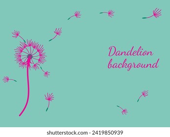 Abstract dandelion background for design. The wind blows dandelion seeds. Template for posters, wallpapers, posters. Vector illustration.